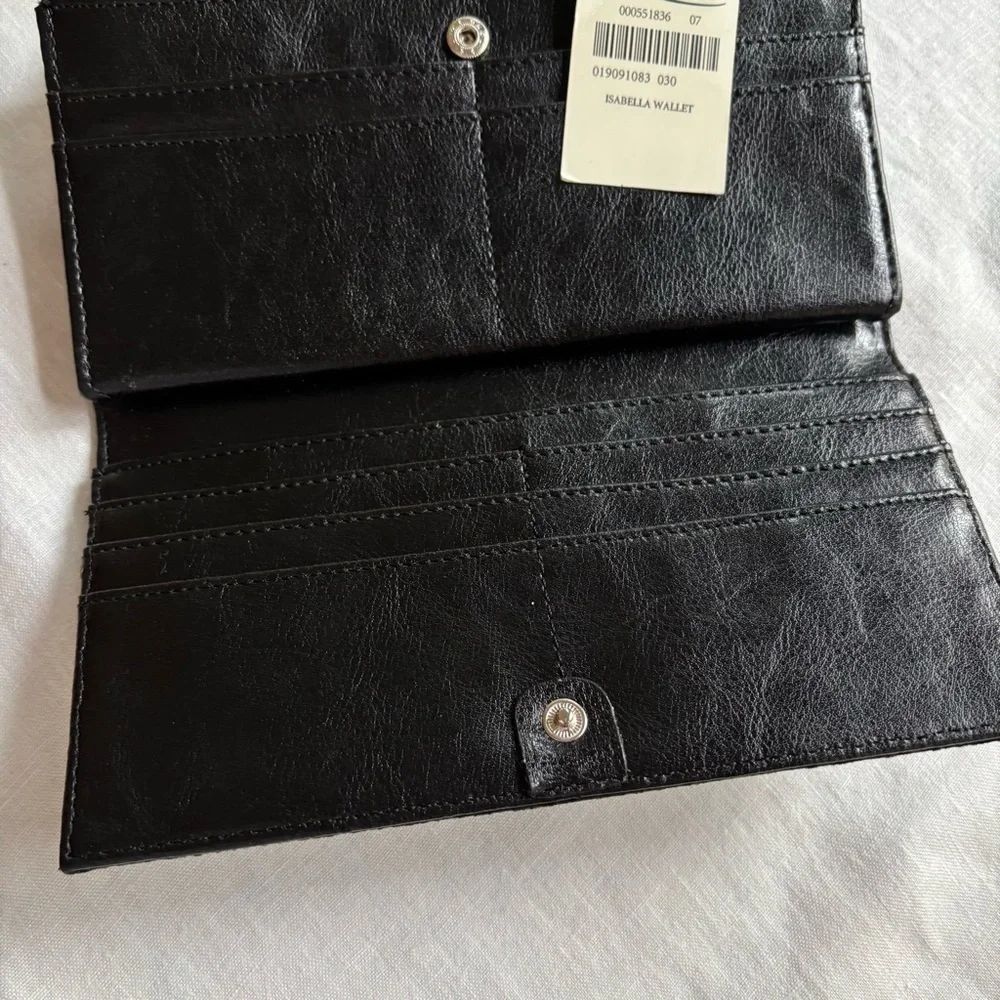 Coldwater Creek Textured Tri-fold Black Wallet with Silver Embellishments